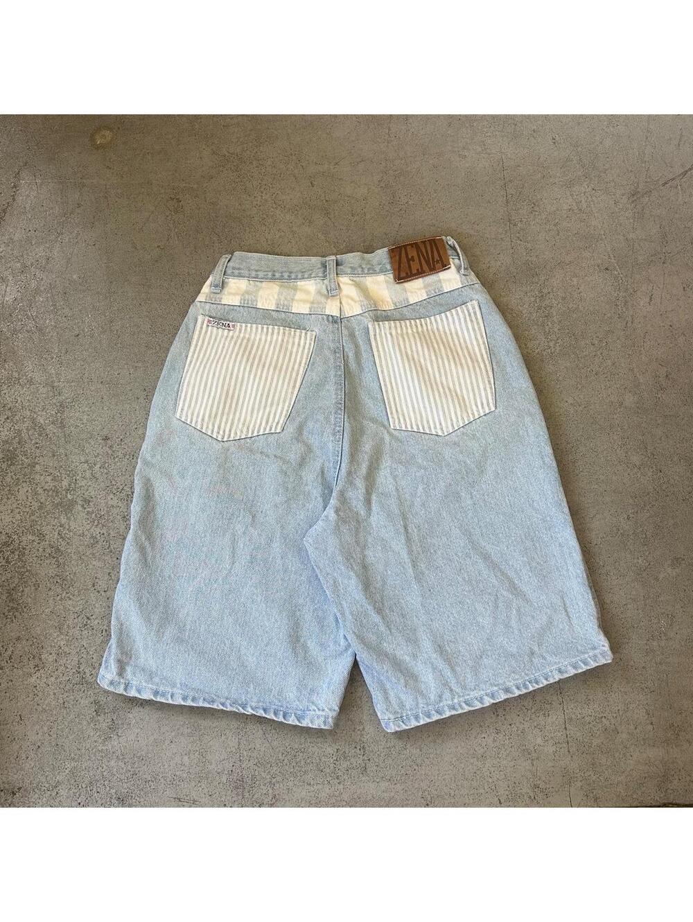90s Vintage Denim Jorts w/ Pinstripe Pockets
